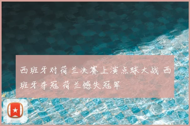 西班牙对荷兰决赛上演点球大战 西班牙夺冠 荷兰憾失冠军